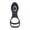 Vibrating Silicone Cock and Ball Ring with Shaft Loop - Black